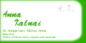 anna kalnai business card